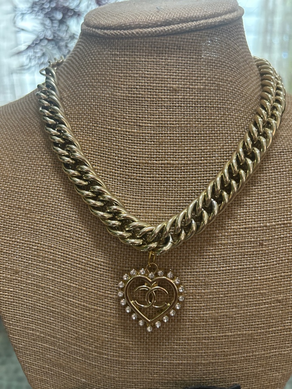 GOLD-TONED  Heart Pendant Necklace with Crystal Accents - Picture 7 of 11